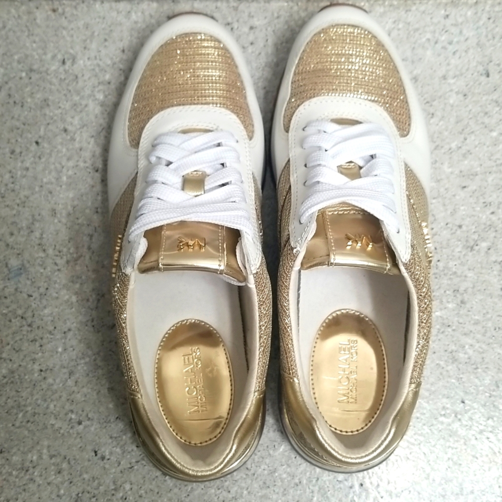 Michael Michael Kors Allie Extreme Glitter Chain Mesh and Leather Trainer - Picture 6 of 7